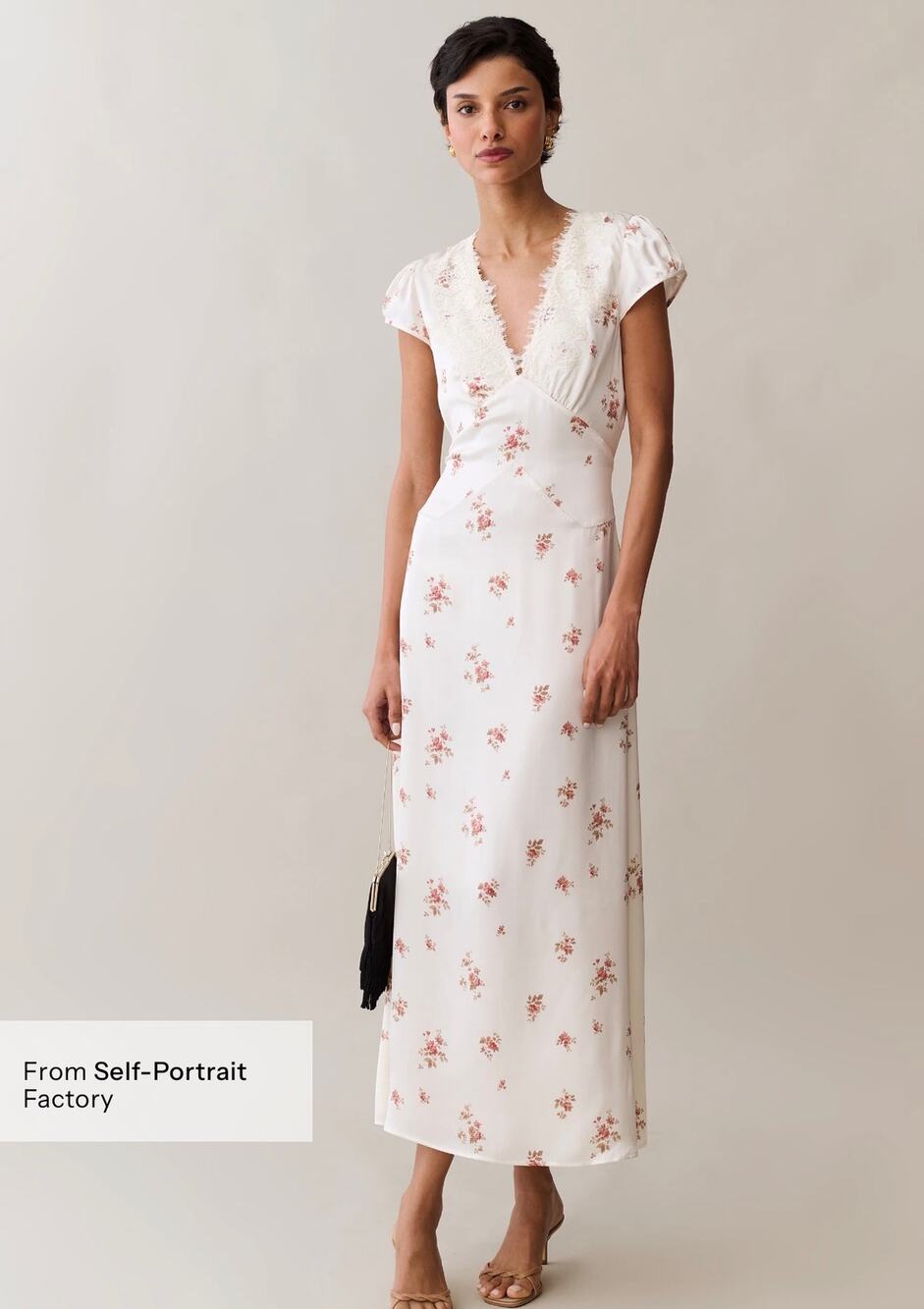 New $348 O.P.T Kasey silk dress ivory floral vintage rose sz 2